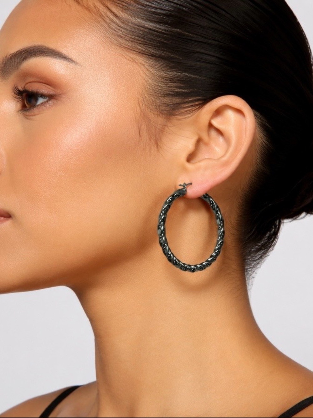 Twisted Design Hoop Earrings Sterling Silver Plated NEW